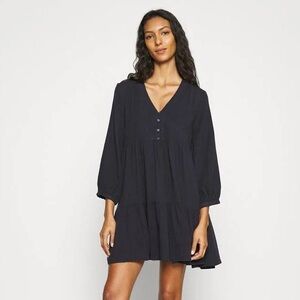 Madewell Colette Lightspun Long Sleeve Mini Dress in Night Vision